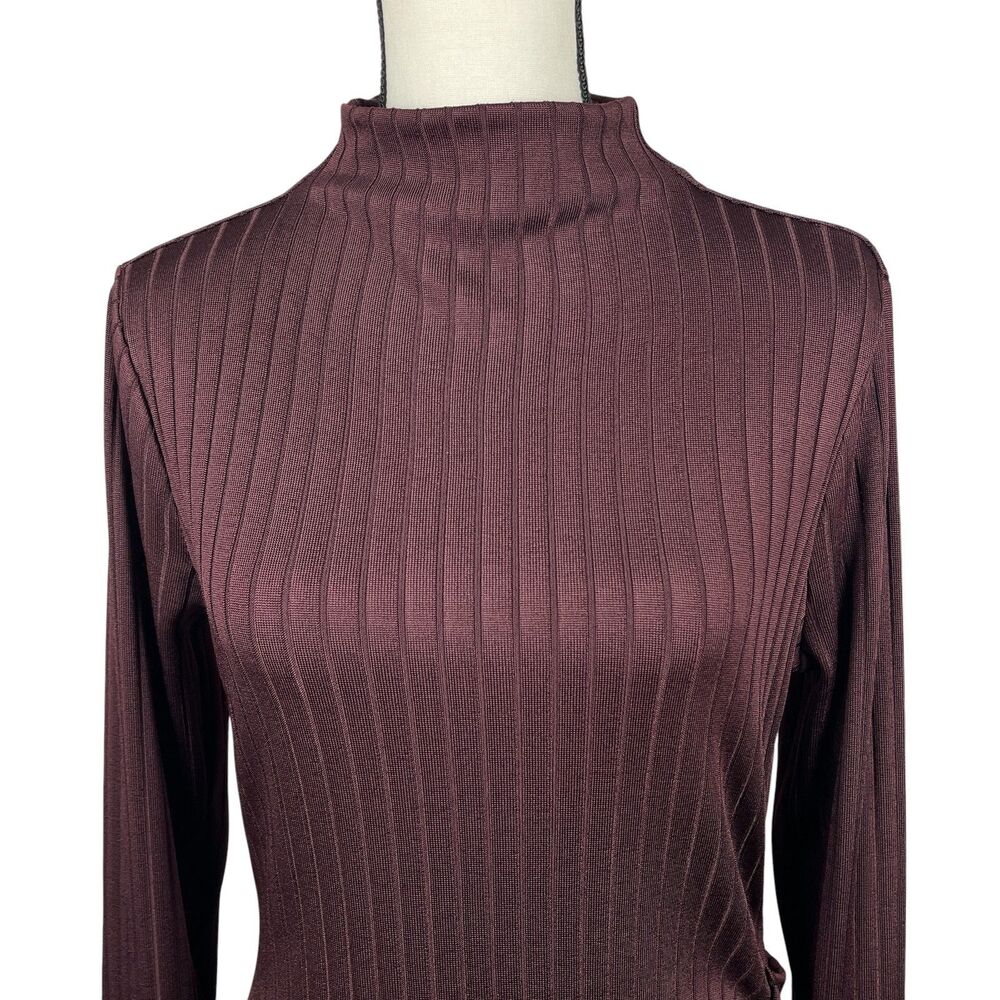 Good American Women’s Maxi Dress XL Burgundy Ribbed Mock Neck Long Sleeve - Picture 2 of 11